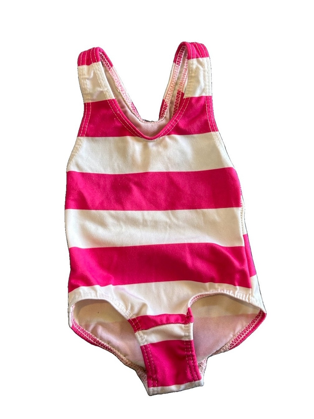 Vintage Buster Brown Pink Striped Swimsuit 2T